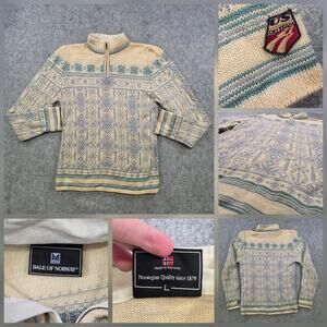 Vintage Dale Of Norway USA US Ski Team Sweater Womens Large Beige Wool Nordic